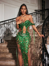 Load image into Gallery viewer, Blondene Cutout Sequin Embellished Maxi Dress
