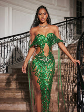 Load image into Gallery viewer, Blondene Cutout Sequin Embellished Maxi Dress
