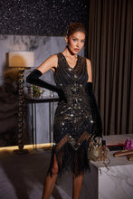 Load image into Gallery viewer, Boomer V Neck Fringe Sequin Dress
