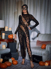 Load image into Gallery viewer, Bopo Lace Up Leopard Printed Mesh Jumpsuit
