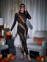 Load image into Gallery viewer, Bopo Lace Up Leopard Printed Mesh Jumpsuit
