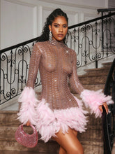 Load image into Gallery viewer, Braylene Rhinestone Feather Trimmed Mini Dress
