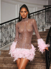 Load image into Gallery viewer, Braylene Rhinestone Feather Trimmed Mini Dress
