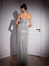 Load image into Gallery viewer, Brigid Spaghetti Crystal Fringe Sequin Maxi Dress
