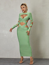 Load image into Gallery viewer, Brinly Long Sleeve Cutout Bandage Dress
