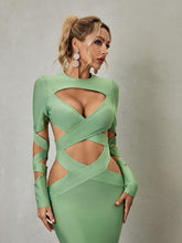 Load image into Gallery viewer, Brinly Long Sleeve Cutout Bandage Dress
