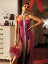 Load image into Gallery viewer, Briscoe Rhinestone Split Bandage Midi Dress
