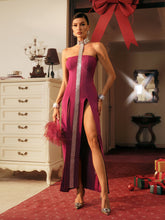 Load image into Gallery viewer, Briscoe Rhinestone Split Bandage Midi Dress
