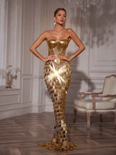 Load image into Gallery viewer, Buck Corset Acrylic Fringe Maxi Dress
