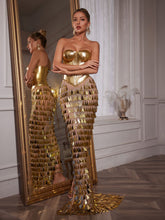 Load image into Gallery viewer, Buck Corset Acrylic Fringe Maxi Dress
