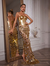 Load image into Gallery viewer, Buck Corset Acrylic Fringe Maxi Dress
