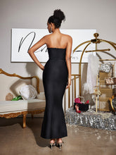 Load image into Gallery viewer, Burr Strapless Flower Bandage Maxi Dress
