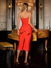 Load image into Gallery viewer, Cactus Bow Cutout Bandage Midi Dress
