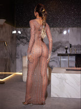 Load image into Gallery viewer, Camilo Embellished Fringe Mesh Maxi Dress
