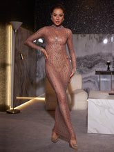 Load image into Gallery viewer, Camilo Embellished Fringe Mesh Maxi Dress
