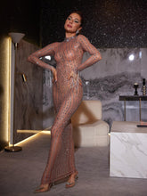 Load image into Gallery viewer, Camilo Embellished Fringe Mesh Maxi Dress
