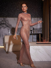 Load image into Gallery viewer, Camilo Embellished Fringe Mesh Maxi Dress
