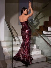 Load image into Gallery viewer, Carys Strapless Leaf Sequin Maxi Dress
