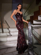 Load image into Gallery viewer, Carys Strapless Leaf Sequin Maxi Dress
