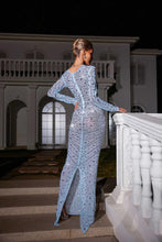 Load image into Gallery viewer, Casey Long Sleeve Rhinestone Mesh Maxi Dress
