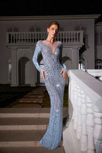 Load image into Gallery viewer, Casey Long Sleeve Rhinestone Mesh Maxi Dress
