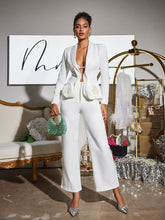 Load image into Gallery viewer, Cassandra Flower Pants Set In White

