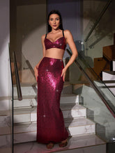 Load image into Gallery viewer, Cassiel Sequin Split Skirt Set
