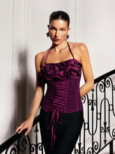 Load image into Gallery viewer, Castor Lace Up Flower Top
