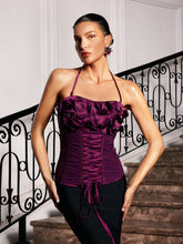 Load image into Gallery viewer, Castor Lace Up Flower Top
