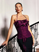 Load image into Gallery viewer, Castor Lace Up Flower Top
