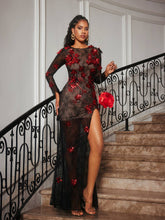 Load image into Gallery viewer, Celleen Long Sleeve Flower Lace Maxi Dress
