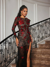 Load image into Gallery viewer, Celleen Long Sleeve Flower Lace Maxi Dress

