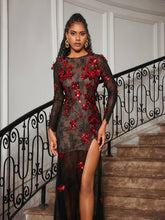 Load image into Gallery viewer, Celleen Long Sleeve Flower Lace Maxi Dress
