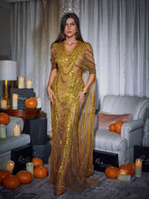 Load image into Gallery viewer, Chana Sequin Crystal Mesh Maxi Dress
