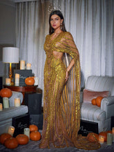 Load image into Gallery viewer, Chana Sequin Crystal Mesh Maxi Dress
