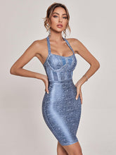 Load image into Gallery viewer, Charlie Halterneck Bandage Dress In Blue
