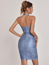 Load image into Gallery viewer, Charlie Halterneck Bandage Dress In Blue
