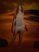 Load image into Gallery viewer, Charlize Crystal Fringe Mini Dress
