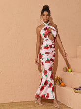 Load image into Gallery viewer, Charlotte Halterneck Rose Printed Maxi Dress
