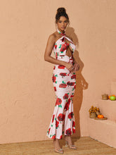 Load image into Gallery viewer, Charlotte Halterneck Rose Printed Maxi Dress
