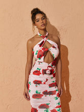 Load image into Gallery viewer, Charlotte Halterneck Rose Printed Maxi Dress

