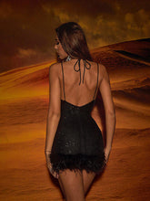Load image into Gallery viewer, Clementine Sequin Feather Mini Dress
