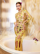 Load image into Gallery viewer, Cocona Square Hollow Embellished Dress In Gold

