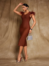 Load image into Gallery viewer, Coleson Sleeveless Feather Bandage Midi Dress

