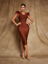 Load image into Gallery viewer, Coleson Sleeveless Feather Bandage Midi Dress
