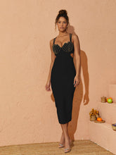 Load image into Gallery viewer, Coretta Pearl Coutout Bandage Dress In Black
