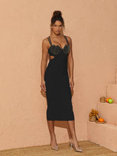 Load image into Gallery viewer, Coretta Pearl Coutout Bandage Dress In Black
