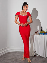 Load image into Gallery viewer, Corliss Rhinestone Bandage Maxi Dress
