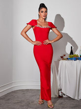Load image into Gallery viewer, Corliss Rhinestone Bandage Maxi Dress
