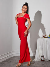 Load image into Gallery viewer, Corliss Rhinestone Bandage Maxi Dress
